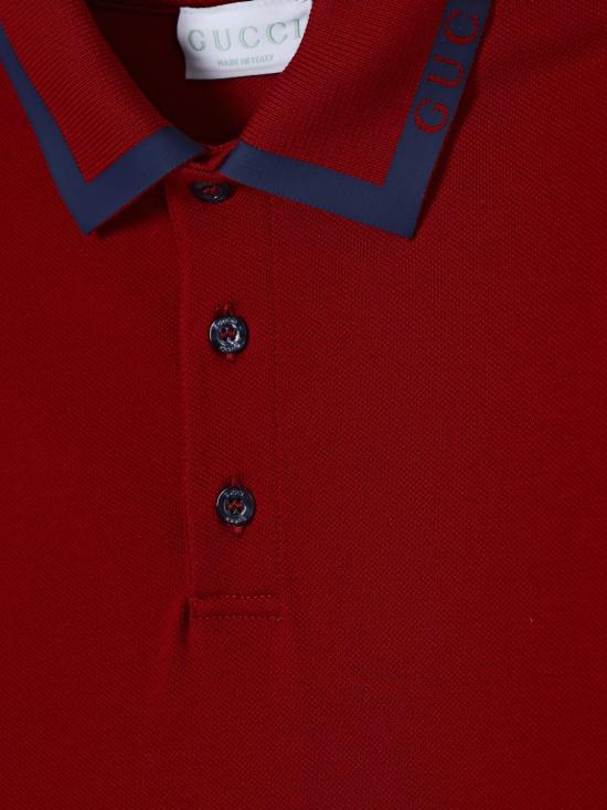 25FW [키즈] 구찌 폴로 셔츠 591426XJHAO 6257 Red - GUCCI