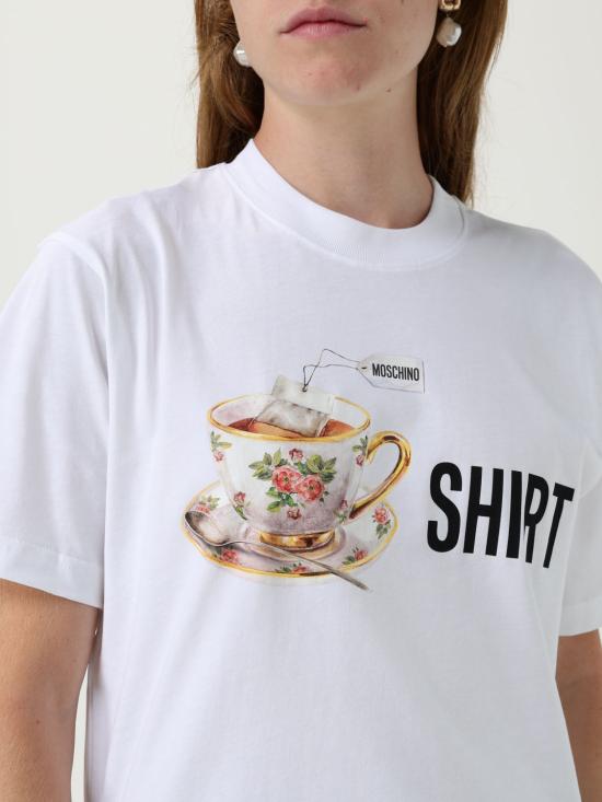 25FW 모스키노 반팔 티셔츠 07225541 1001 White - MOSCHINO