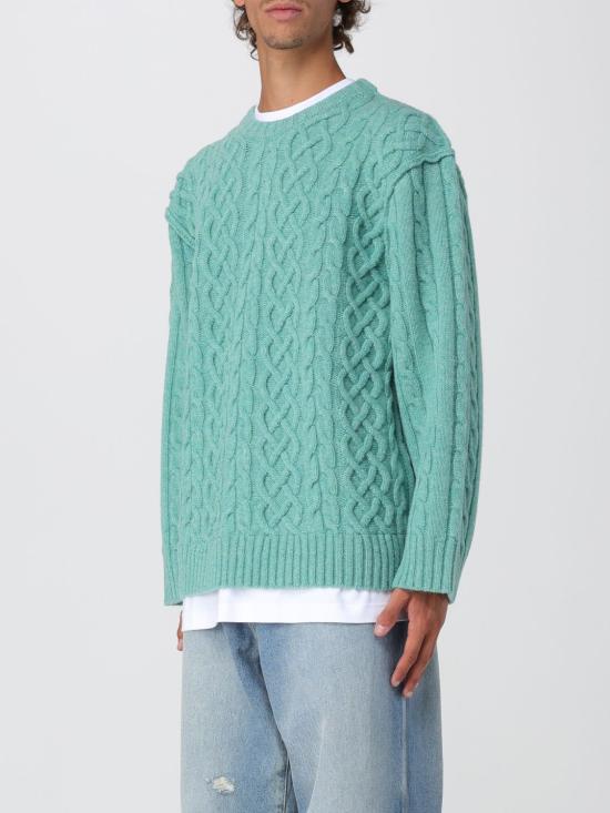 25FW 모스키노 / 남성 케이블 니트 점퍼 09125203 0365 Moss Green BPG - MOSCHINO