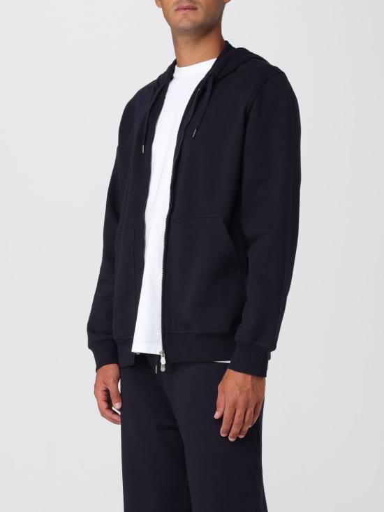 25FW 브루넬로 쿠치넬리 테크노 코튼 플리스 후드 집업 MW8639069G C4425 Blue - BRUNELLO CUCINELLI