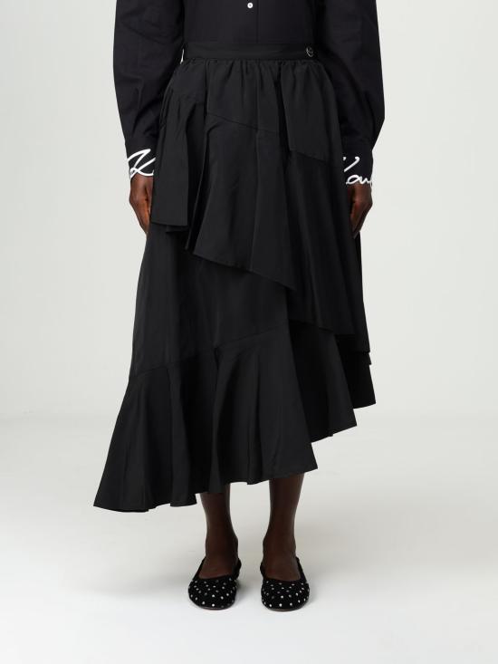 25FW 칼라거펠트 롱 스커트 A3W12015 999 Black