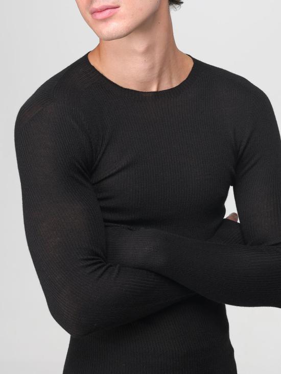 25FW 릭 오웬스 긴팔 티셔츠 RU02E1637RIBM 09 Black - RICK OWENS