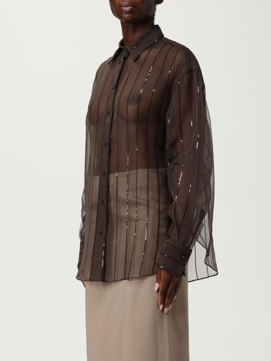 25FW 브루넬로 쿠치넬리 블라우스 MF940RI516 C4222 Cocoa - BRUNELLO CUCINELLI