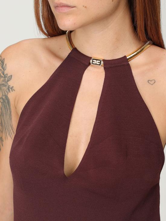 25FW 엘리자베타프랜치 민소매 티셔츠 TK55S EA4 Red Purple - ELISABETTA FRANCHI