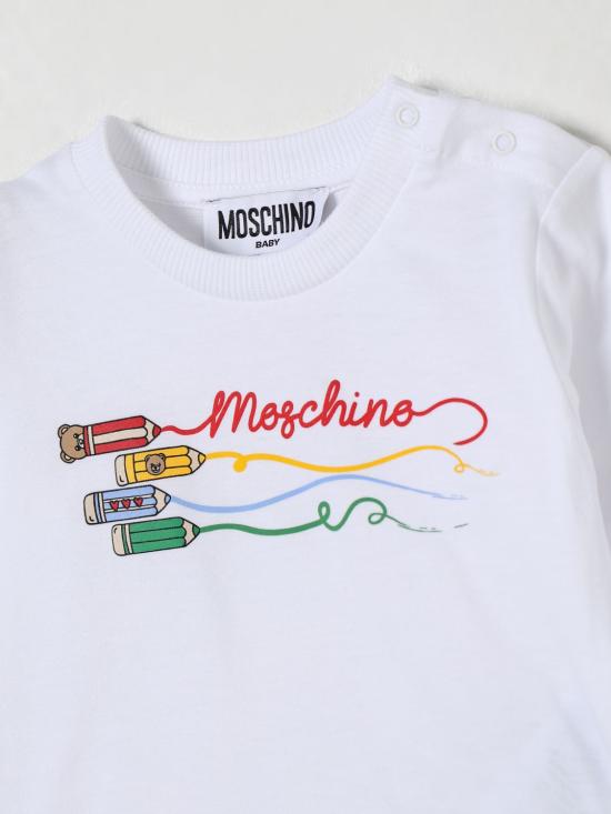 25FW [키즈] 모스키노 티셔츠 M6O00RLAA01 10101 White - MOSCHINO