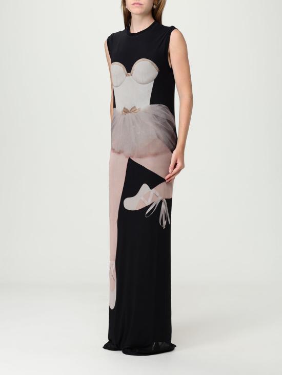 25FW 모스키노 롱 원피스 04145544 1888 Black - MOSCHINO