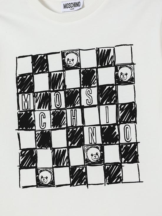 25FW [키즈] 모스키노 티셔츠 HUM05GLAA01 10063 White - MOSCHINO
