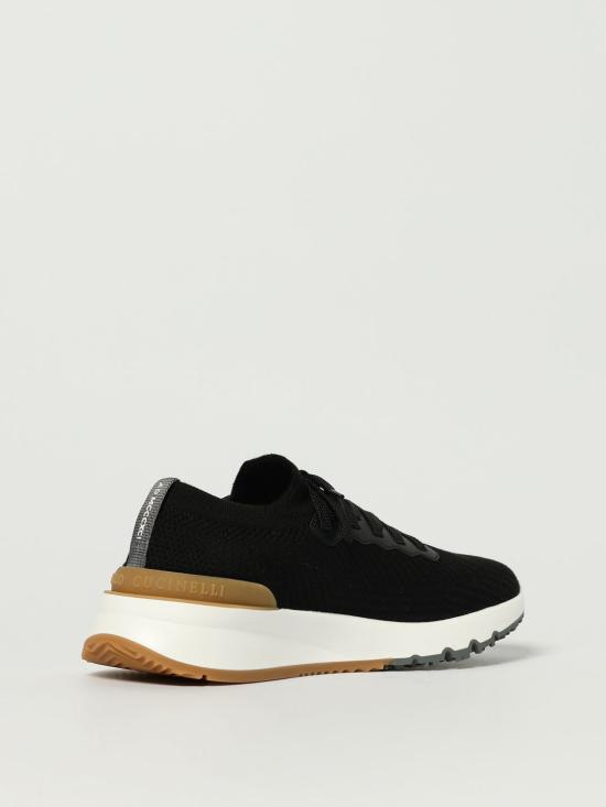 25FW 브루넬로 쿠치넬리 코튼 니트 세미 폴리쉬드 카프스킨 러너 MZUPMBO252 CIK10 Black - BRUNELLO CUCINELLI