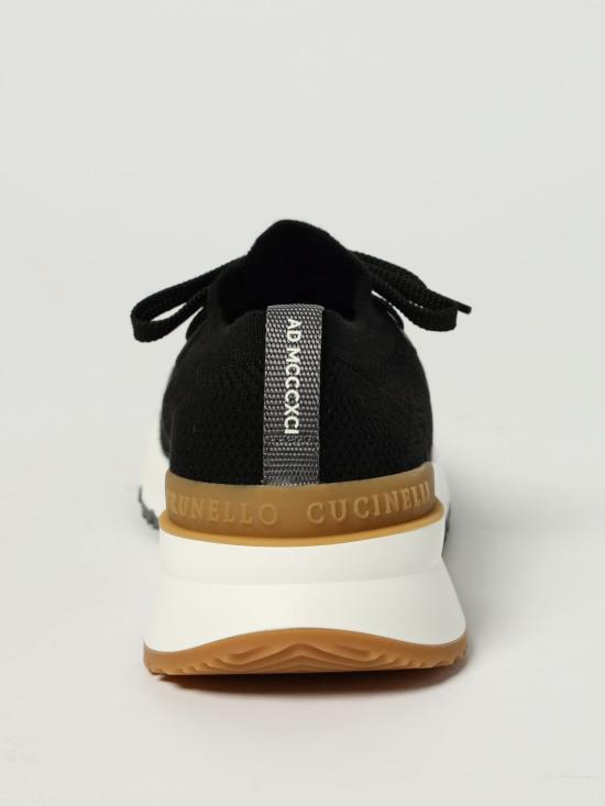 25FW 브루넬로 쿠치넬리 코튼 니트 세미 폴리쉬드 카프스킨 러너 MZUPMBO252 CIK10 Black - BRUNELLO CUCINELLI