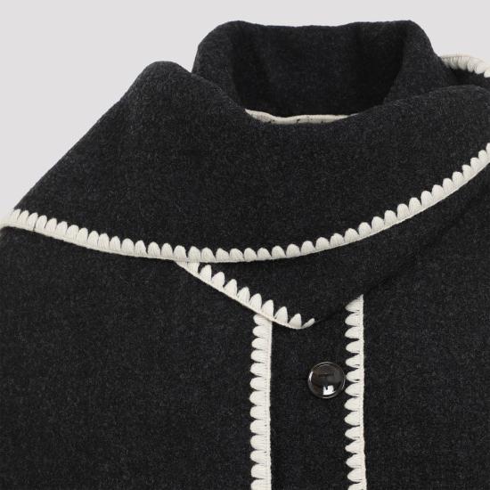 25FW 토템 자수 스카프 자켓 244WRO918FB0292083 DARK GREY MELNAGE DOM - TOTEME