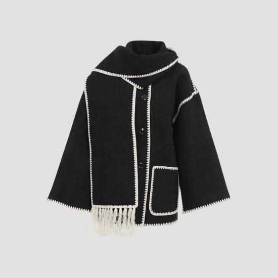 25FW 토템 자수 스카프 자켓 244WRO918FB0292083 DARK GREY MELNAGE DOM - TOTEME