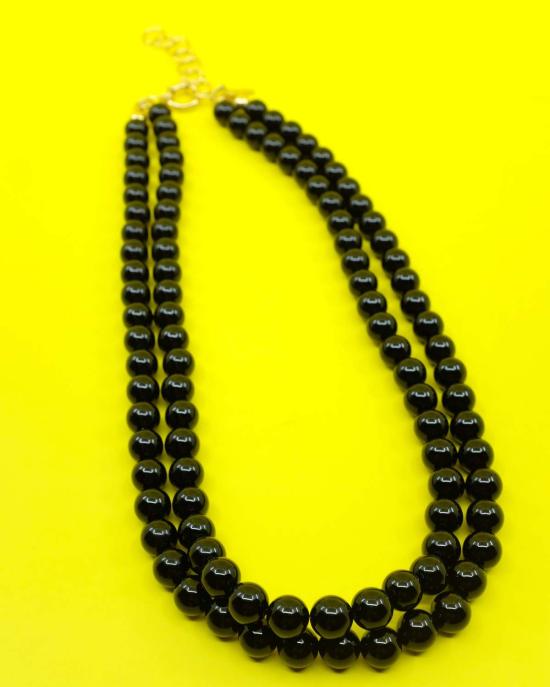  어니스트 더블유 베이커 네크리스 어니스트 W. 베이커 아게이트 진주 목걸이 블랙