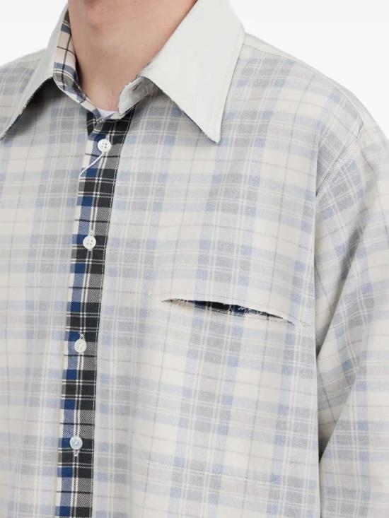  MM6 메종마르지엘라 셔츠 Mm6 메종 마르지엘라 리버시블 플레드 체크 셔츠 블랙 & 화이트 체크 - MM6 MAISON MARGIELA