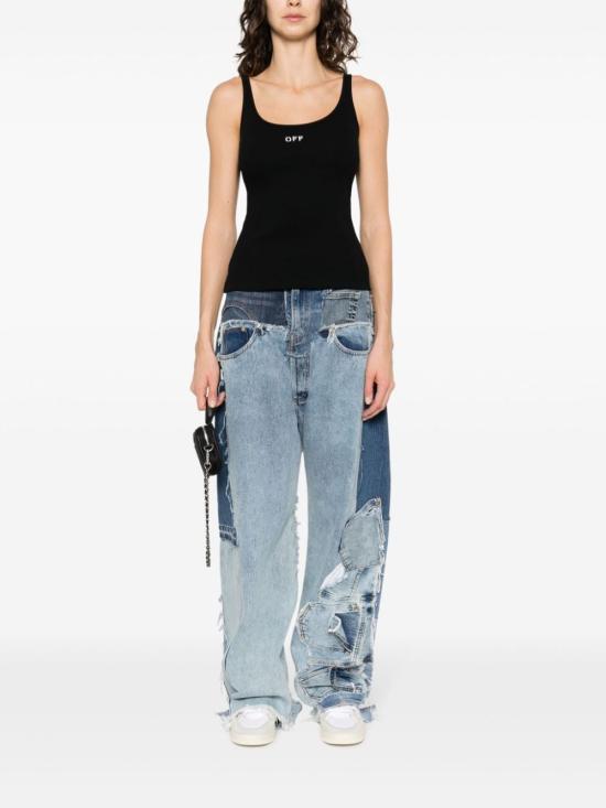 25FW 오프화이트 민소매 티셔츠 OWAD072C99JER002 1001 BLACK WHITE - OFF WHITE