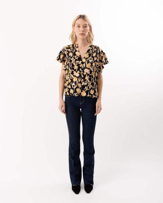  울라 존슨 블라우스 릴로 플러터 슬리브  투르말린 - ULLA JOHNSON