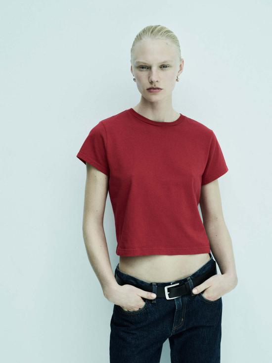  에이골디 반팔 티셔츠 Agolde Adine Shrunken Tee 토마토 - AGOLDE