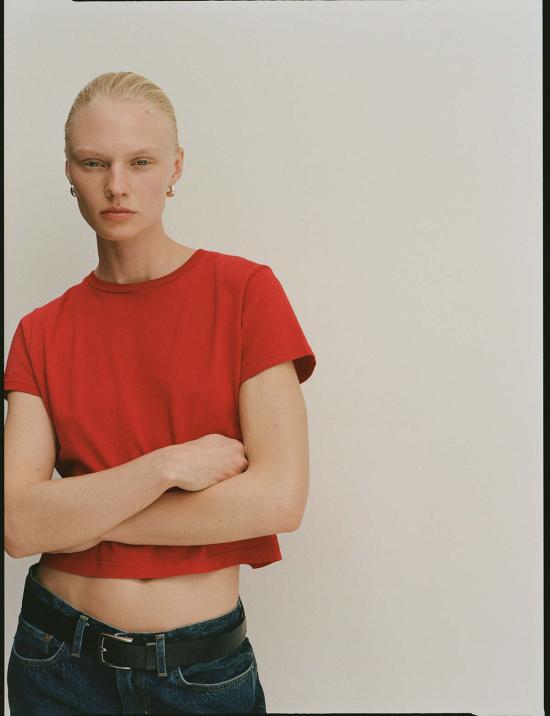  에이골디 반팔 티셔츠 Agolde Adine Shrunken Tee 토마토 - AGOLDE