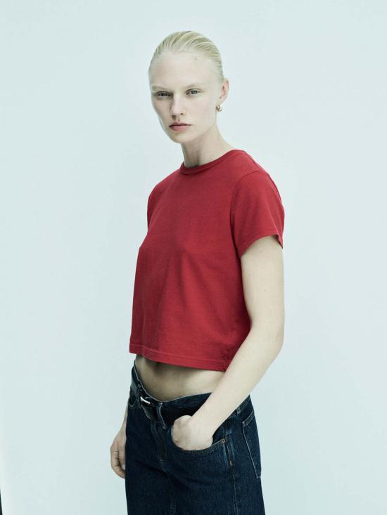  에이골디 반팔 티셔츠 Agolde Adine Shrunken Tee 토마토 - AGOLDE