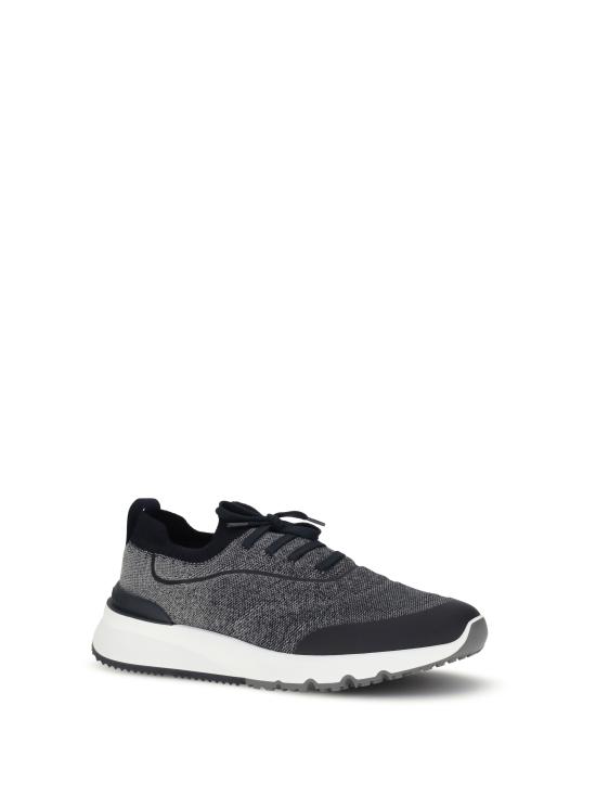 25FW 브루넬로 쿠치넬리 히트 본디드 디테일 테크노 코튼 니트 러너 스니커즈 MZUEHRO342 CDY87 GREY - BRUNELLO CUCINELLI