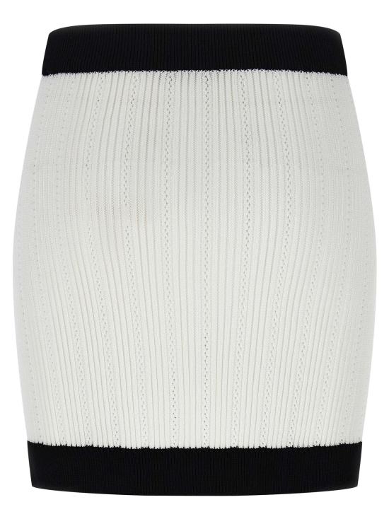 25FW 발망 숏 스커트 FF1LB039KI64GAB White Black - BALMAIN