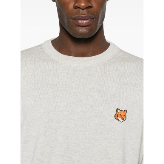 25FW 메종키츠네 폭스 헤드 메리노 레귤러 스웨터 PM00801KT1881 LGRME GREY - MAISON KITSUNE