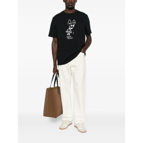 25FW 메종키츠네 파티 폭스 컴포트 티셔츠 PM00116KJ7025 BLACK - MAISON KITSUNE