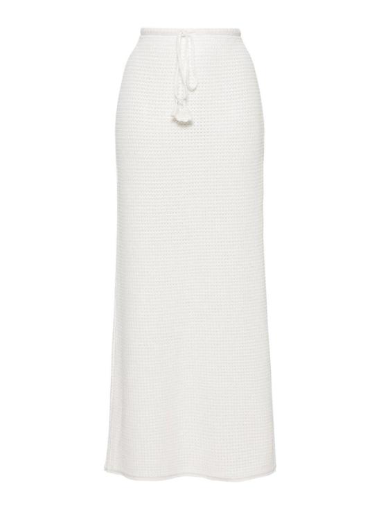  셀프 포트레이트 롱 스커트 SS24095MSKW White
