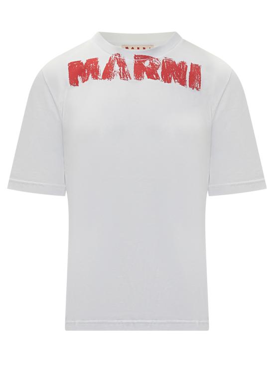 25FW 마르니 반팔 티셔츠 HUMU0348P0USCY33 LOW01 BIANCO