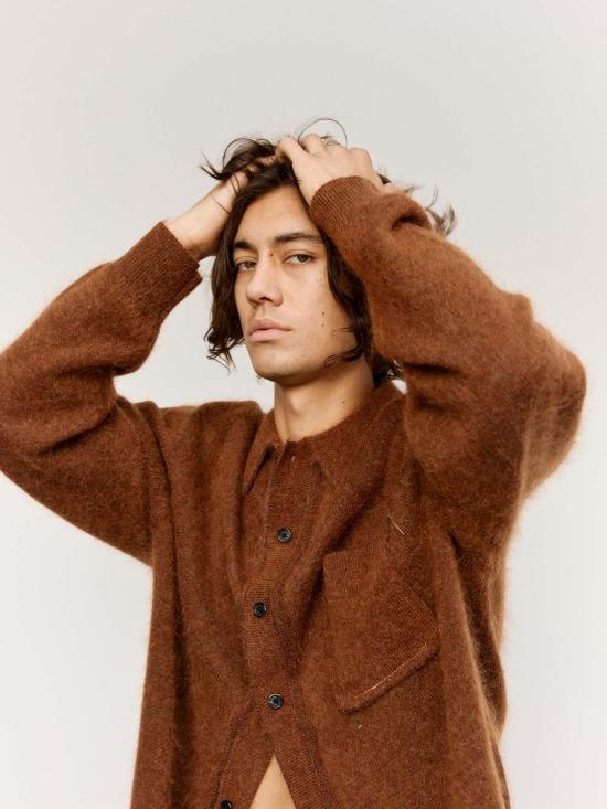  카미엘 포트젠스 가디건 Camiel Fortgens 브라운 알파카 울 헤어리 카디건