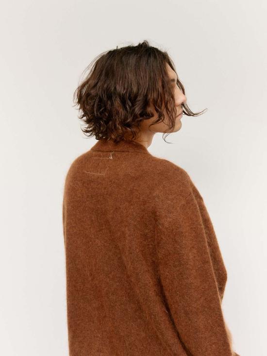  카미엘 포트젠스 가디건 Camiel Fortgens 브라운 알파카 울 헤어리 카디건 - CAMIEL FORTGENS