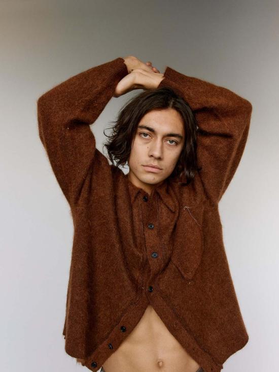  카미엘 포트젠스 가디건 Camiel Fortgens 브라운 알파카 울 헤어리 카디건 - CAMIEL FORTGENS