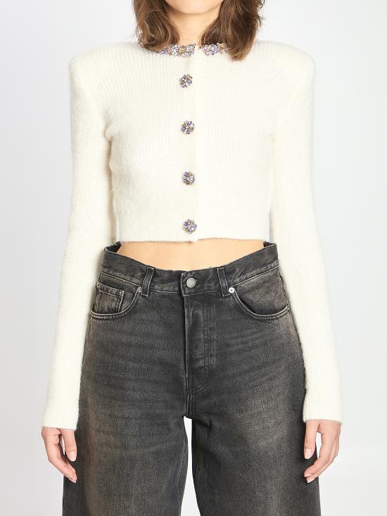 25FW 셀프 포트레이트 엠벨리시드 트림 가디건 AW25135C CREAM