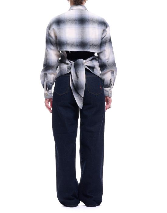 25FW 아미시 블라우스 여성 AMD168CN380124 C0533  앞치마 패치 여성 아미쉬 체크 워시드 그레이/블랙 아미쉬 - AMISH