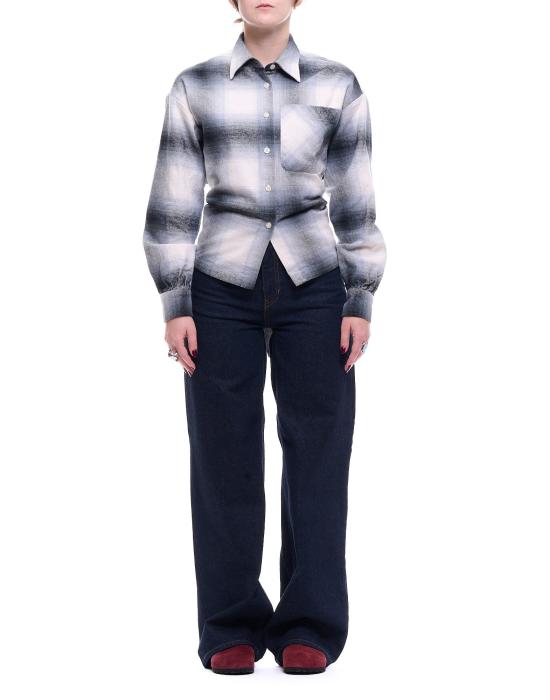 25FW 아미시 블라우스 여성 AMD168CN380124 C0533  앞치마 패치 여성 아미쉬 체크 워시드 그레이/블랙 아미쉬 - AMISH