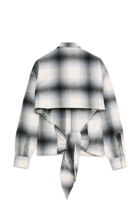 25FW 아미시 블라우스 여성 AMD168CN380124 C0533  앞치마 패치 여성 아미쉬 체크 워시드 그레이/블랙 아미쉬 - AMISH