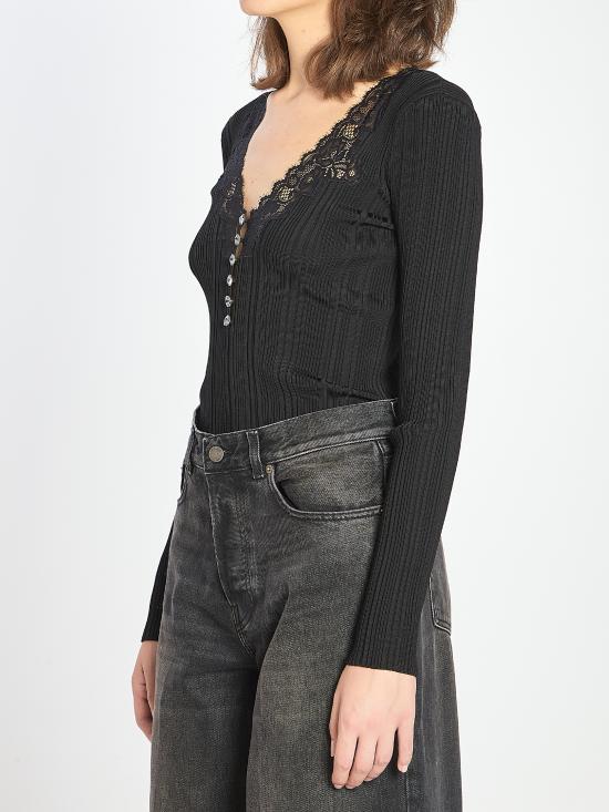 25FW 셀프 포트레이트 긴팔 티셔츠 AW25042T BLACK - SELF PORTRAIT