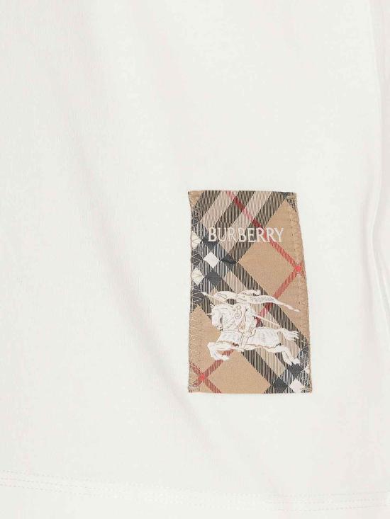  버버리 체크 라벨 티셔츠 8104886 White - BURBERRY
