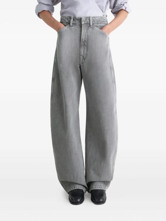 25FW 르메르 하이 웨이스티드 커브드 팬츠 PA1264 LD1062PU828 Gray - LEMAIRE