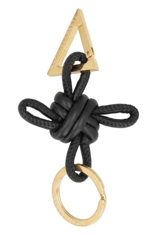  보테가베네타 Double Knot 더블 노트 트라이앵글 나파 가죽 키링 619100V0050 8425 Black - BOTTEGA VENETA