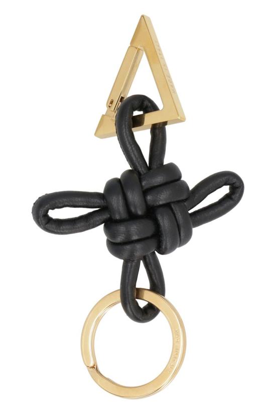  보테가베네타 Double Knot 더블 노트 트라이앵글 나파 가죽 키링 619100V0050 8425 Black - BOTTEGA VENETA