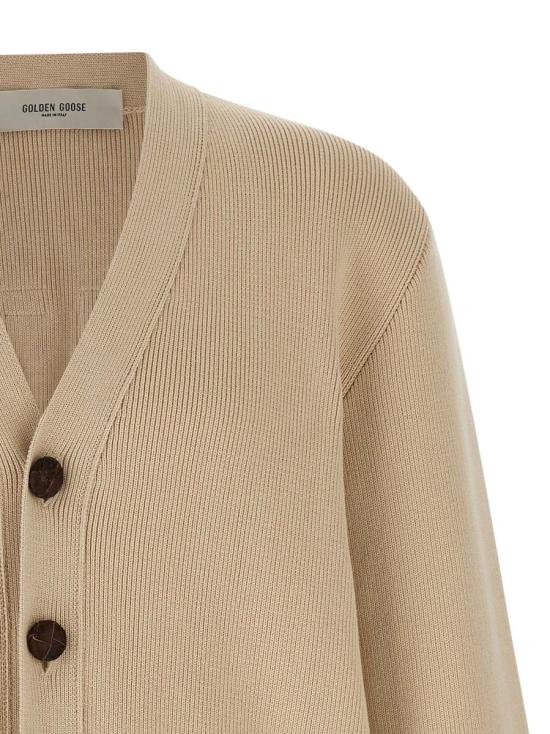  골든구스 코튼 니트 V넥 버튼 가디건  GMP00946P0019725555055550 Beige - GOLDEN GOOSE