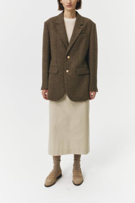  던스트 수트 자켓 클래식 2버튼 울 블레이저 브라운 체크 - DUNST