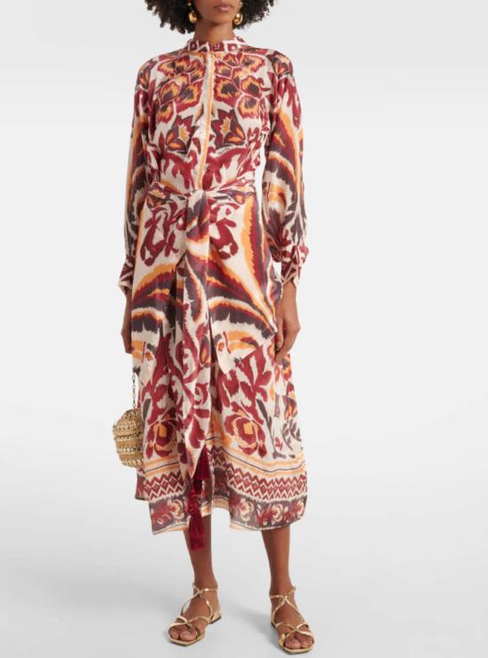  팜 리오 롱 원피스 맥시 드레스 투칸 스카프 크림 - FARM RIO