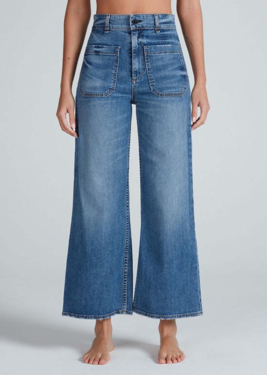  메이블앤모스 데님 팬츠 깨끗한 베니스 진스 소재의 아스키 세일러 크롭 진