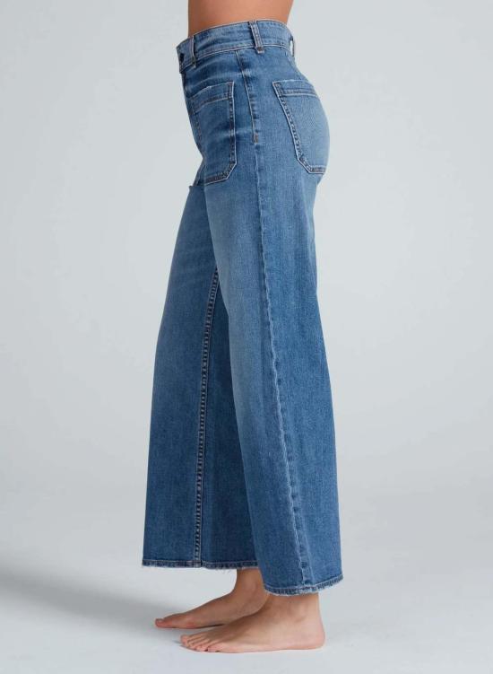  메이블앤모스 데님 팬츠 깨끗한 베니스 진스 소재의 아스키 세일러 크롭 진 - MABEL AND MOSS