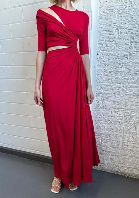  시드 네이검 롱 원피스 시드 니검 개더드 슬릿 맥시 드레스 - SID NEIGUM