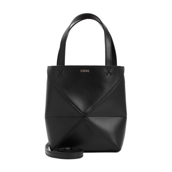 25FW 로에베 샤이니 카프스킨 미니 퍼즐 폴드 토트백  A657V25X01 1100 BLACK - LOEWE