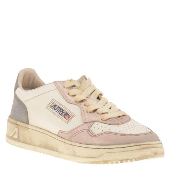 25FW 오트리 슈퍼 빈티지 메달리스트 로우 레더 스니커즈 AVLW WHITE PINK - AUTRY