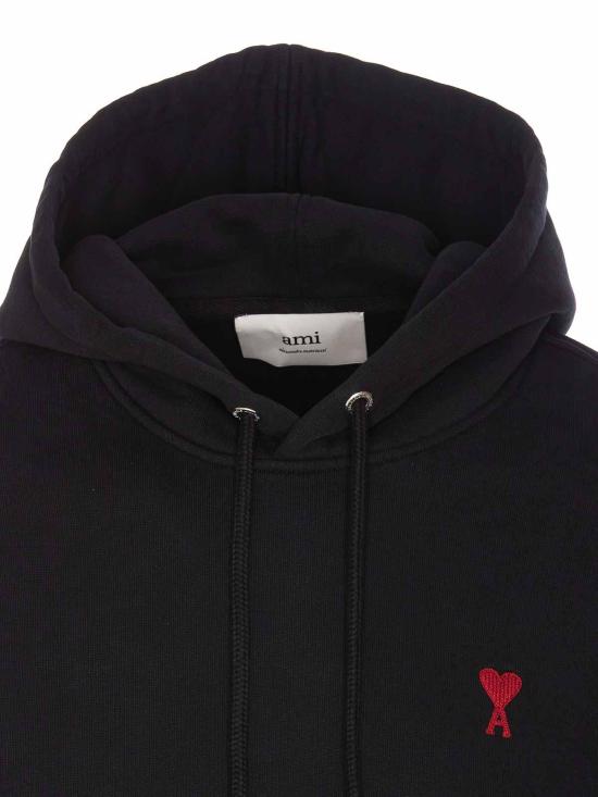 26SS 아미 스몰 하트 로고 루프백 오가닉 코튼 플리스 후드 BFUSW235730001 - AMI