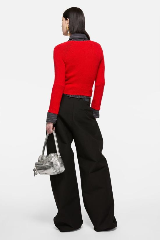 25FW 아크네 스튜디오 크롭 크루넥 스웨터 A60597 AZT Red - ACNE STUDIOS